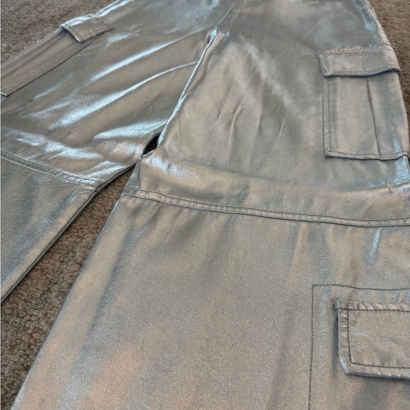 Zara Metallic Silver Cargo Pants - Picture 4 of 5
